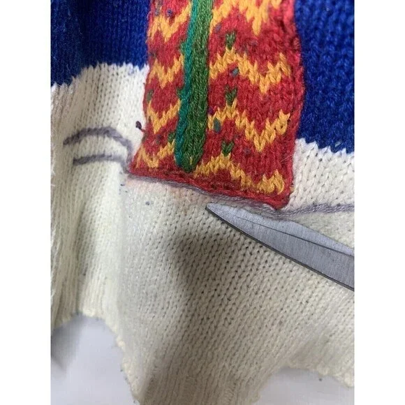 Vintage 90s Christmas Sweater Santa Clause Embroidered Northern Isles Size L - Picture 9 of 12